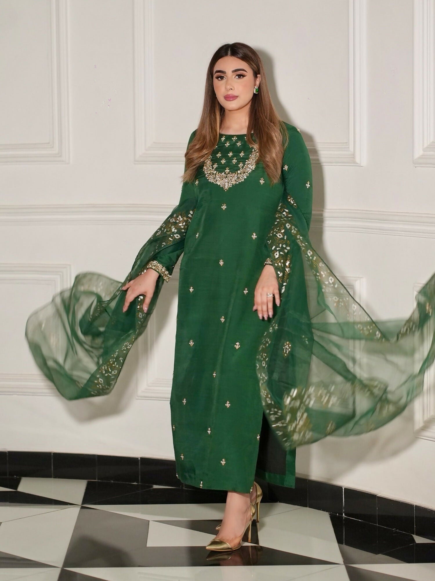 Allure By IH Luxury Pret Raw Silk Embellished Stitched 3-Piece Suit-Shahay