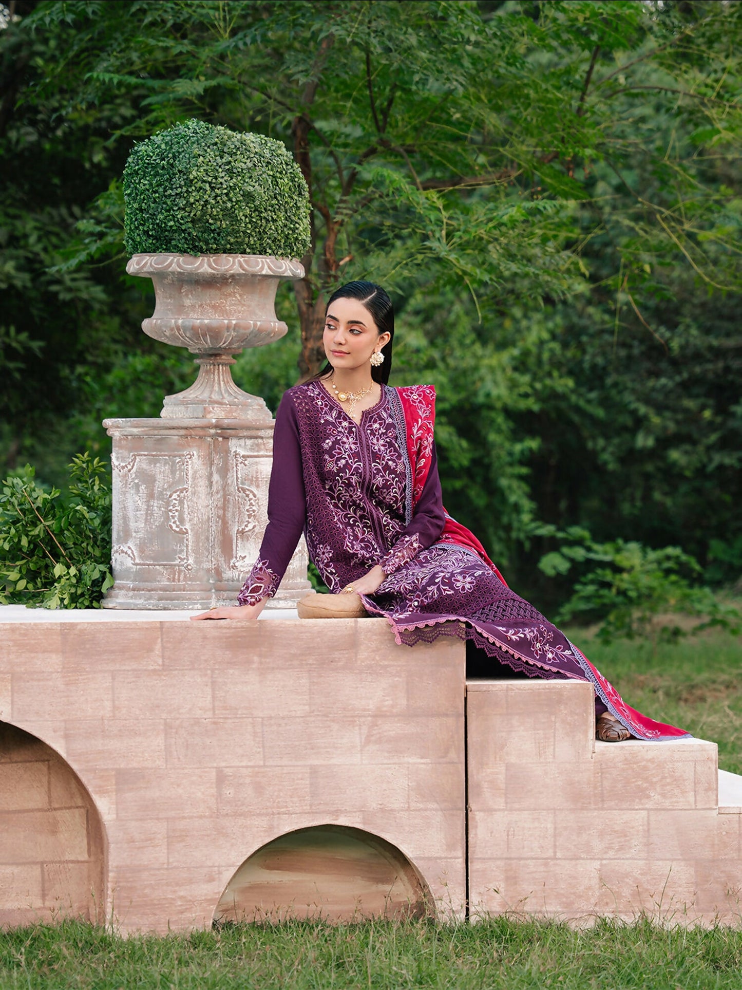 Mahnur Secret Garden Karandi Embroidered Stitched 3-Piece Suit–SG-010