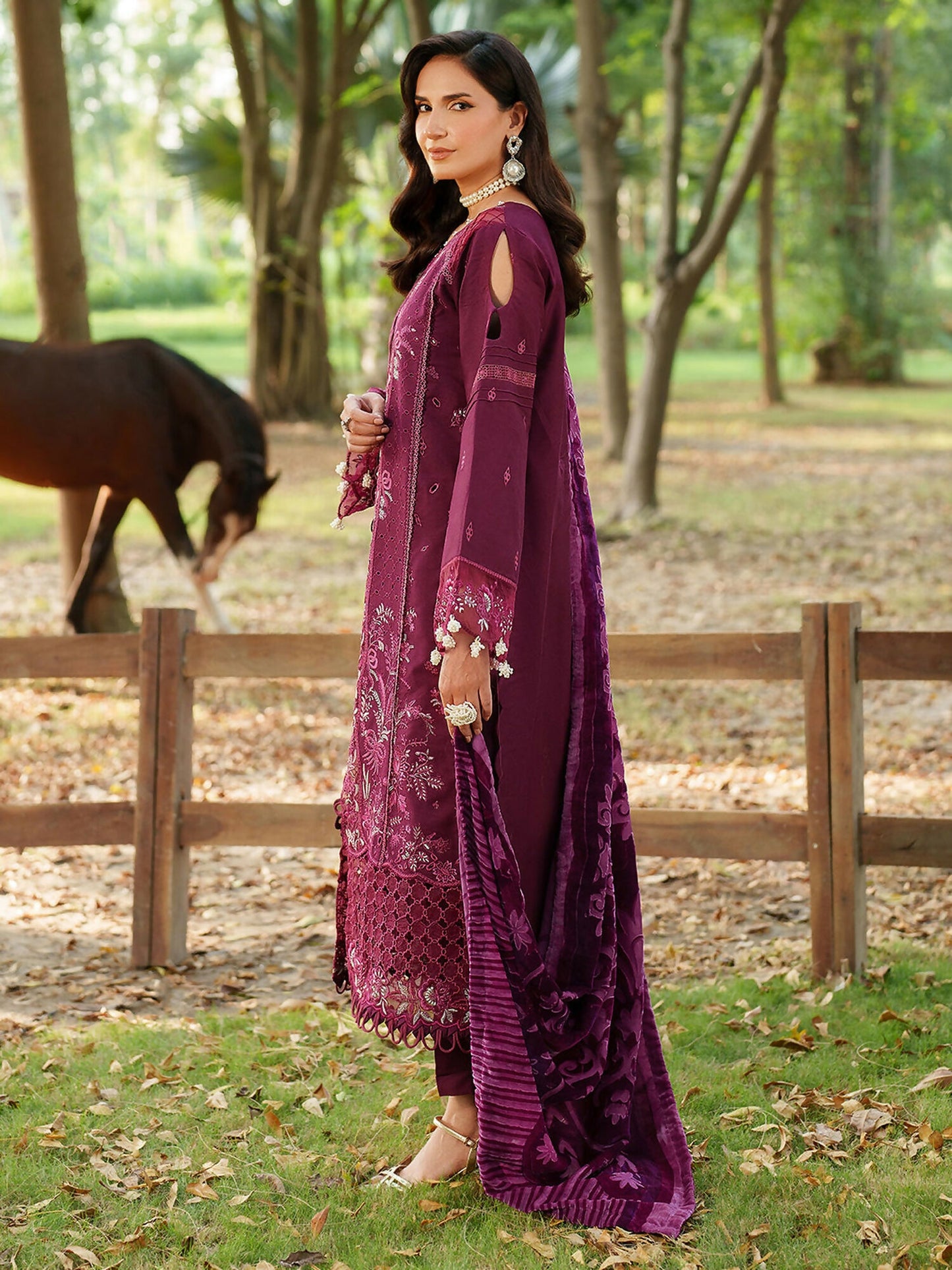 Parishay Panache Winter Corduroy Embroidered Stitched 3-Piece Suit-PNE-04