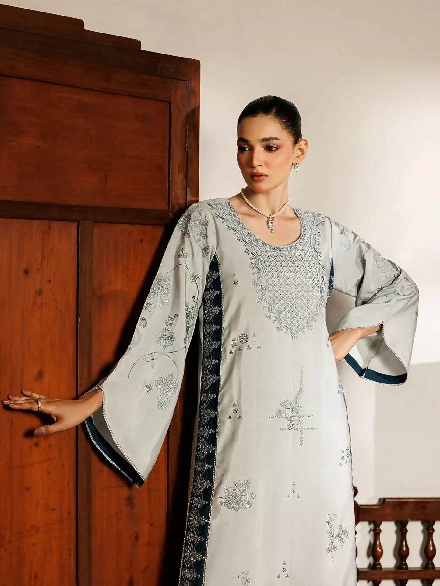 Panache Apparel Noore Eid Edit Raw Silk Embroidered Stitched Suit-Yara