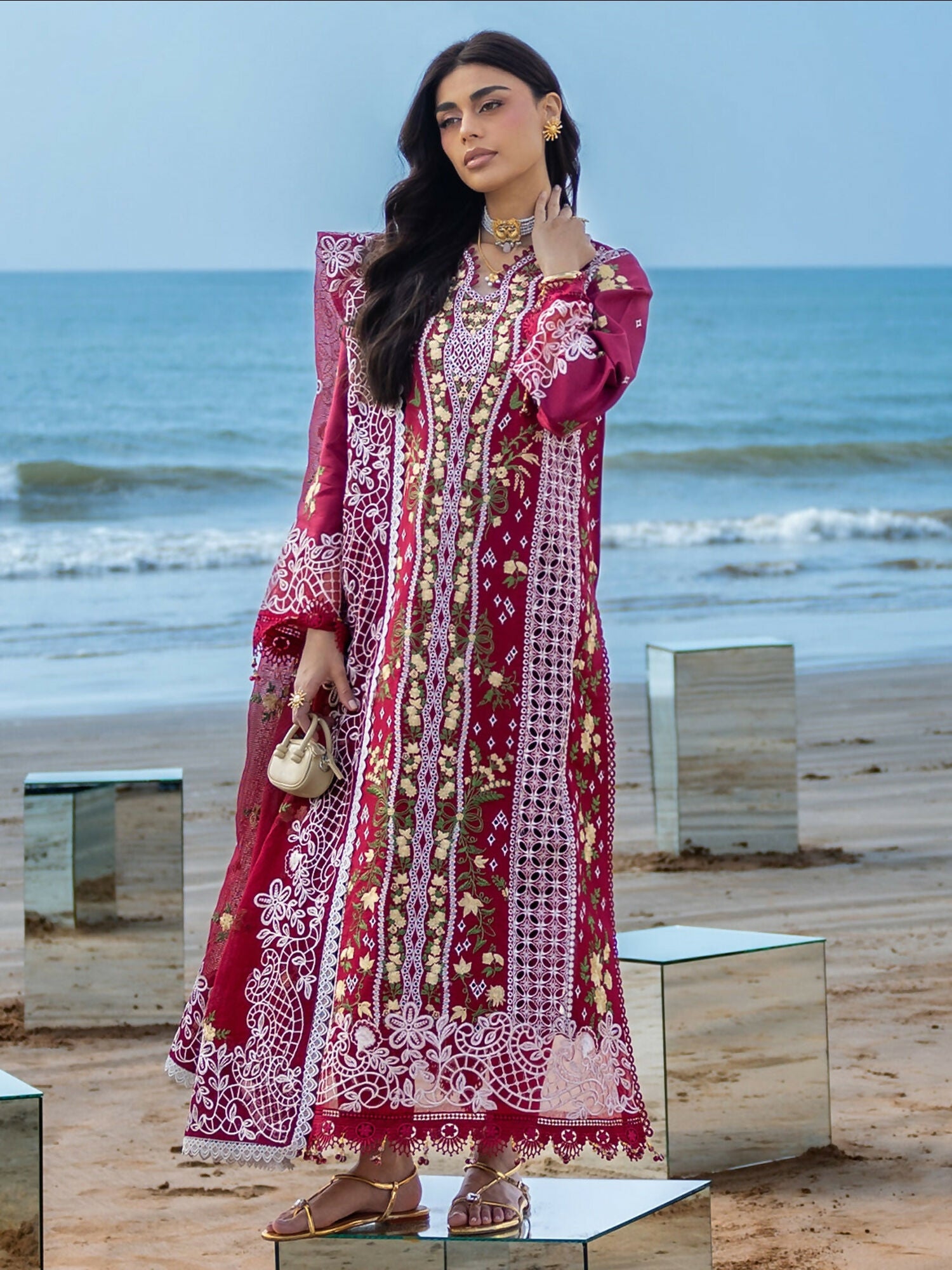 Mahnur Sirene Luxury Lawn'26 Embroidered Stitched 3-Piece Suit-S-11