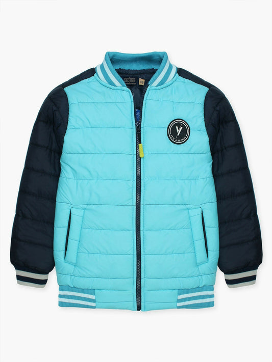 Blue and Black Velvour Puffer Jacket-VJ49-A