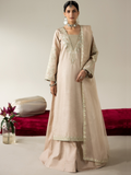 Beige Enzo Lune Des Fleurs Korean Raw Silk Embroidered Unstitched 3-Piece Suit-Reina