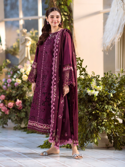 Binilyas Freesia Luxury Lawn Embroidered Unstitched 3-Piece Suit-106 - A