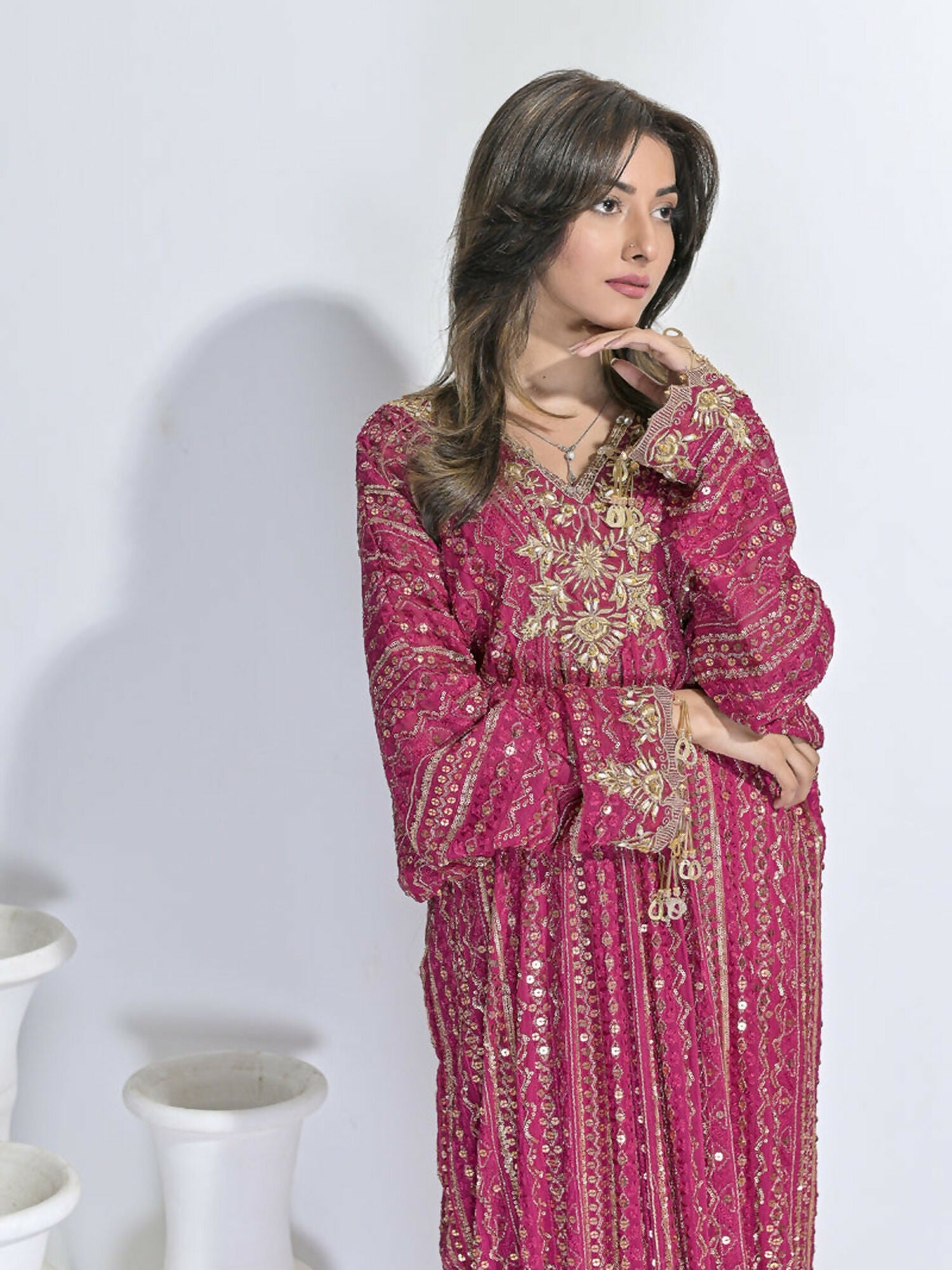 Ruby's Couture Festive Fall'25 Chiffon Embellished Kaftan Set-Maaheen
