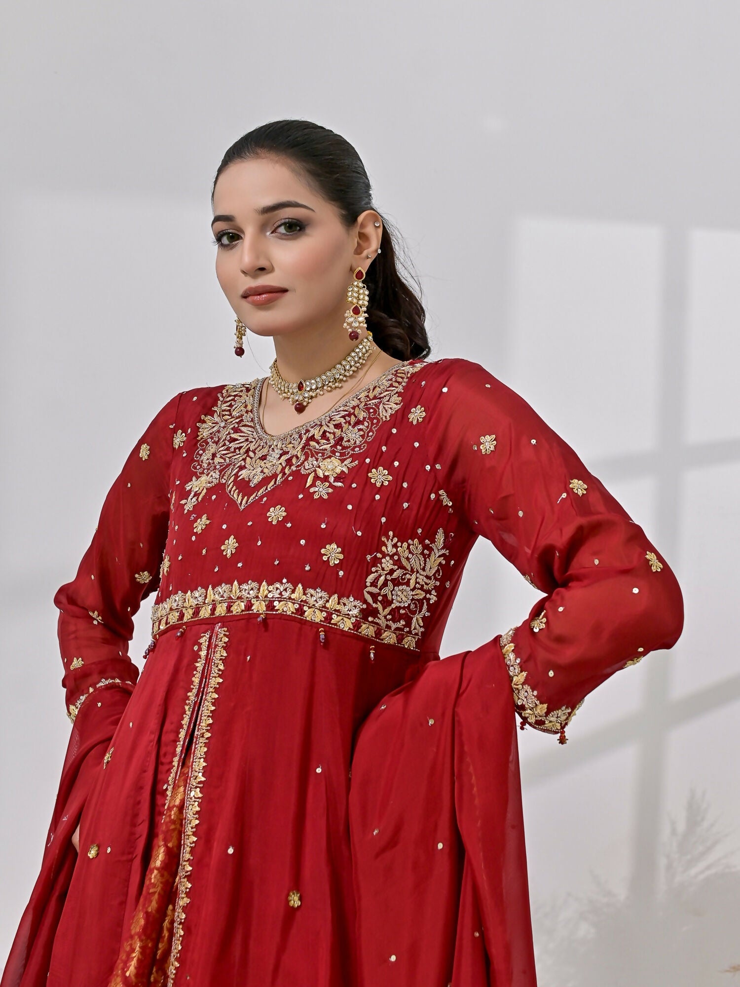 Ruby's Couture Chamak Dhamak Silk Embroidered Lehenga-Rung Reza