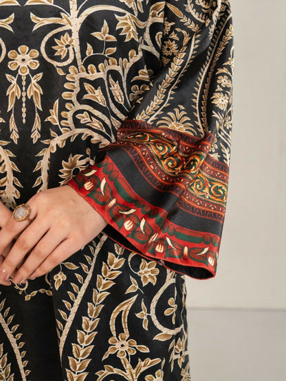 Stylish Collection Velvet Vogue Printed Co-Ord Set-Black Bloom