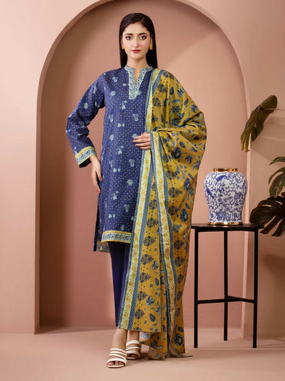 Edenrobe Allure Summer Lawn Printed Unstitched 3-Piece Suit-EWU5A1-35238