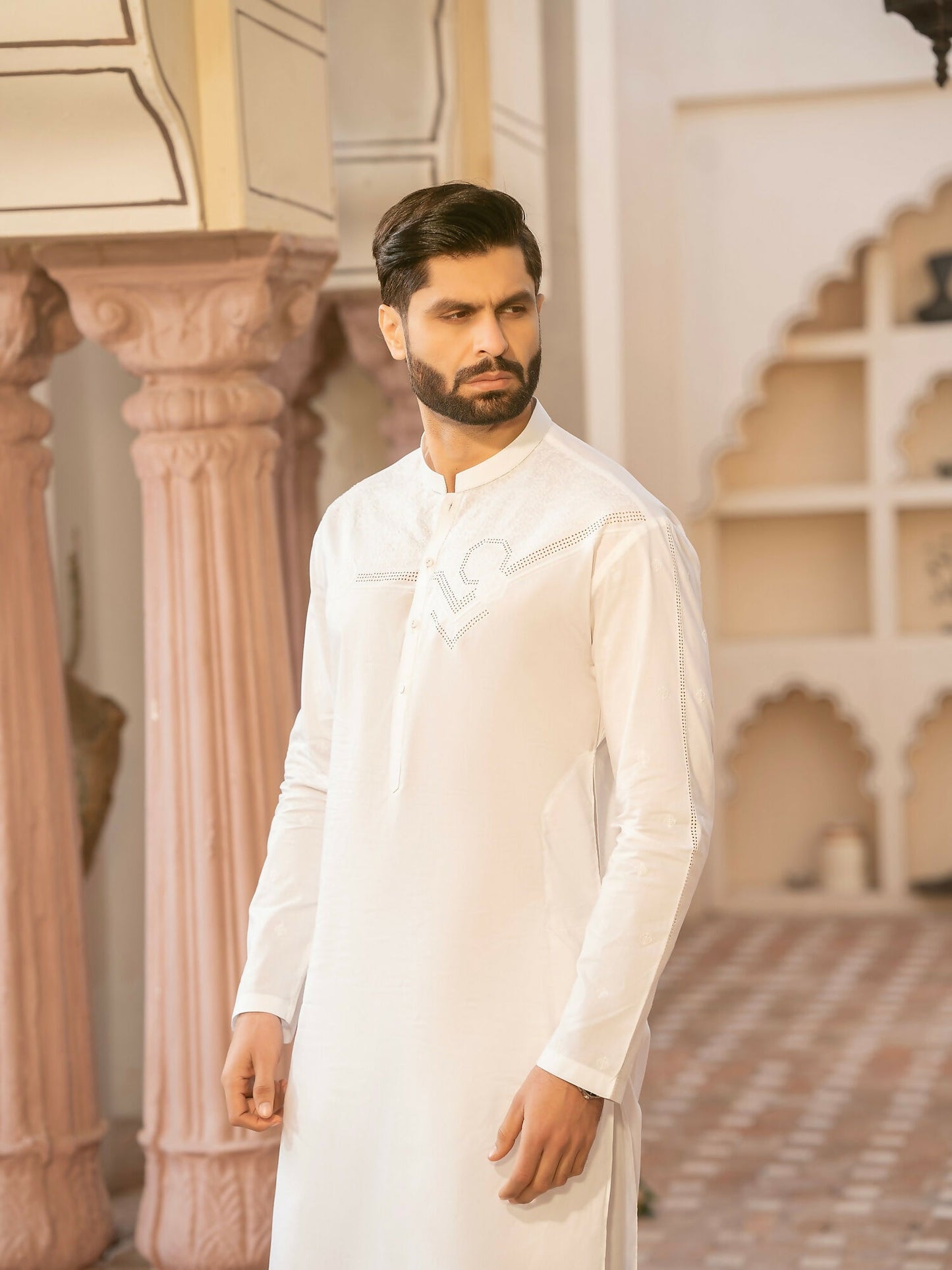 Fabrich Men Embroidered Cotton Unstitched Shalwar Kameez-GTS-MCE-036