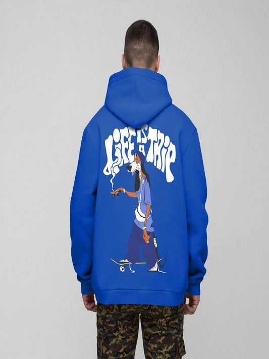 Man wearing a Jupiter Hotep oversized cotton fleece hoodie with high-quality DTF print and relaxed fit, ideal for winter wear