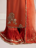 Shurooq Echoes In Bloom Silk Embellished Stitched 3-Piece Suit-Amber Dusk