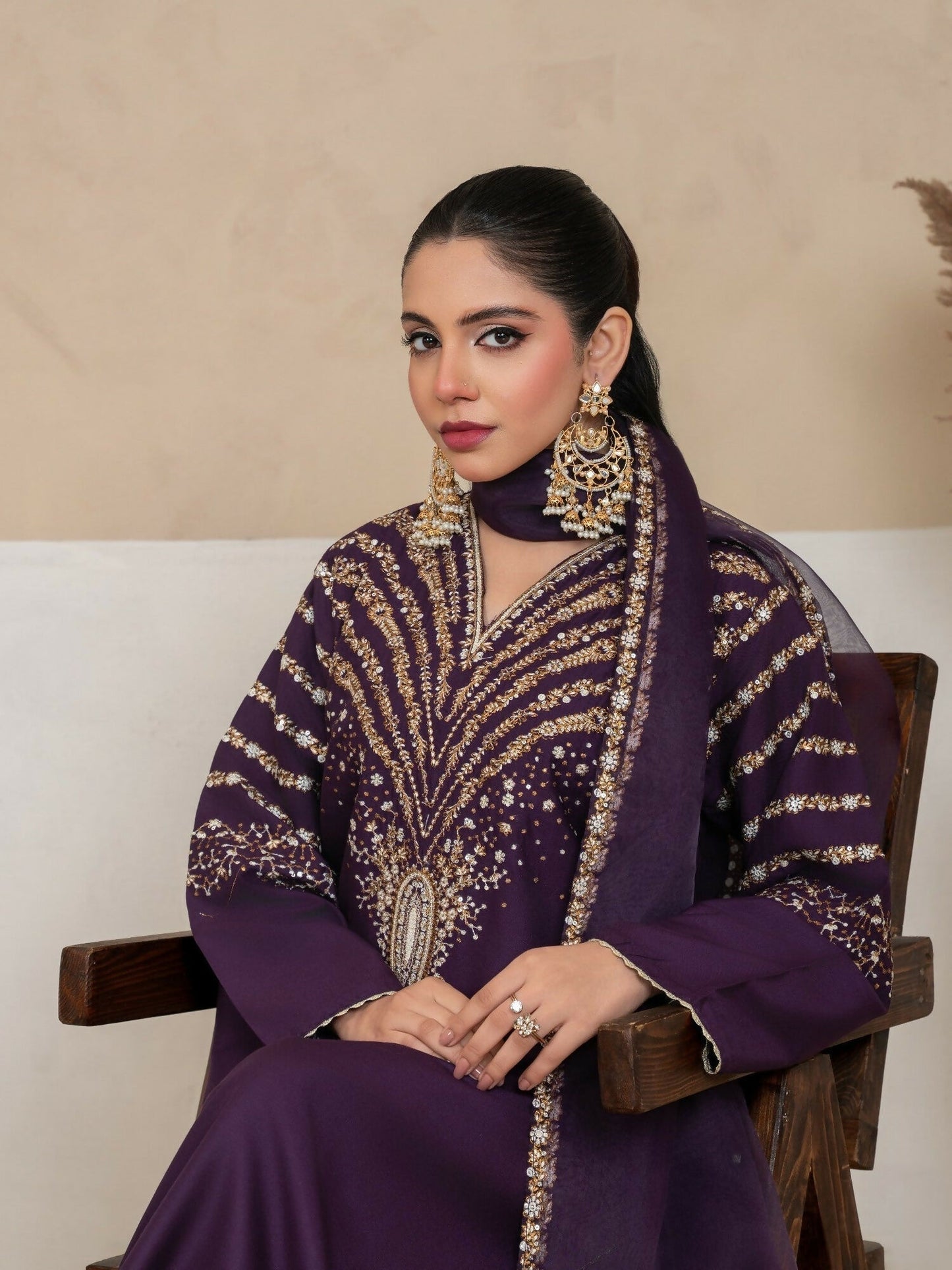 Stylish Collection Royal Pret Linen Embroidered Stitched 3-Piece Suit-Jazmine Purple