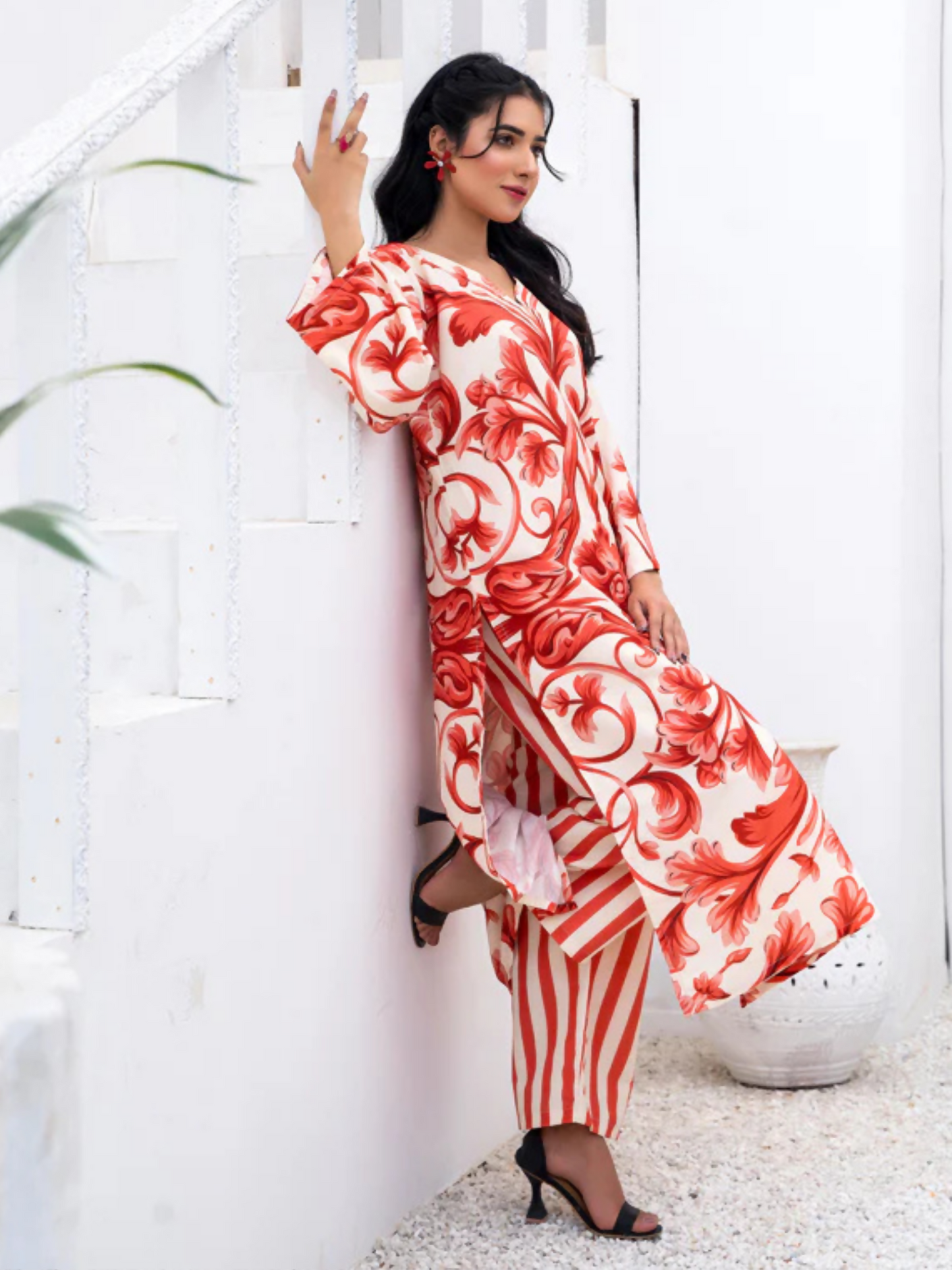 MH Cloth House Soft Khaddar Printed Stitched 2-Piece Suit-Mehr