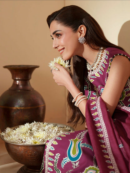 Binilyas Mashriq Luxury Lawn'26 Embroidered Unstitched 3-Piece Suit-D-118-A