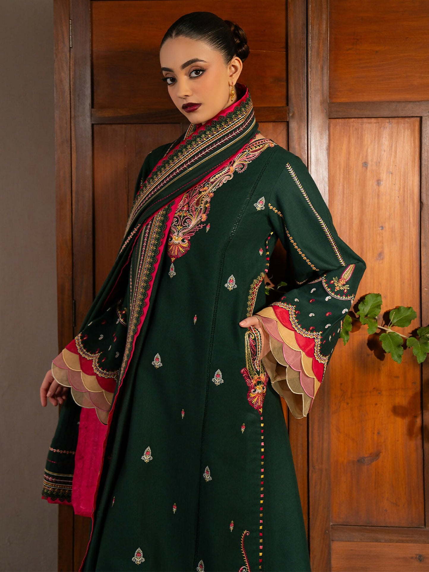 Binilyas Gulrukh Khaddar Embroidered Unstitched 3-Piece Suit-64-B