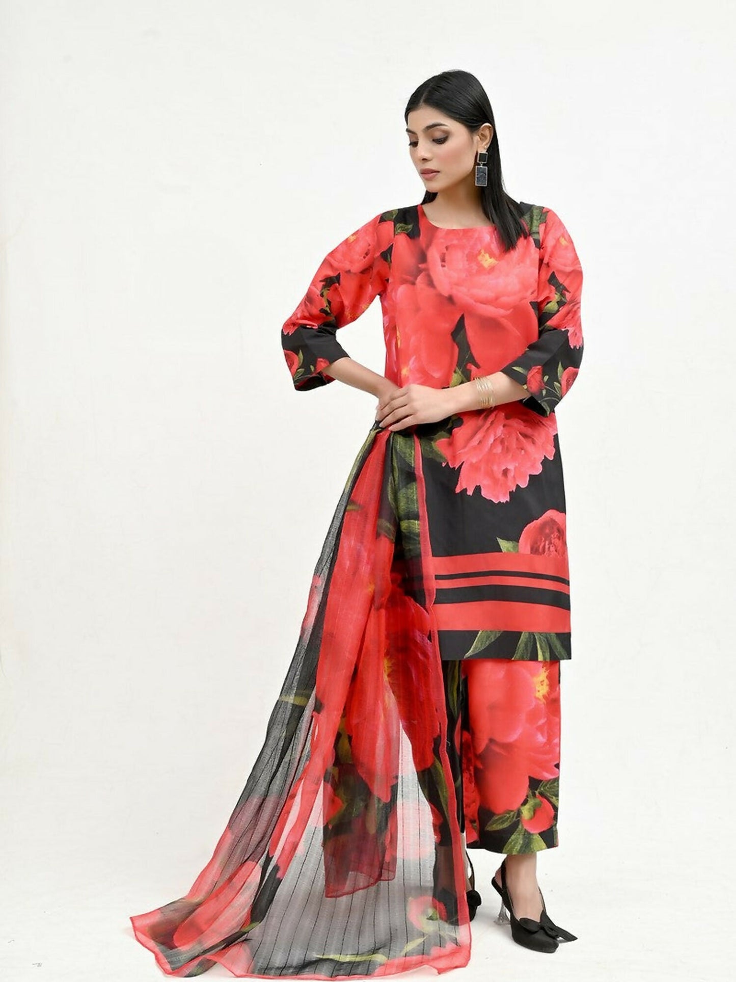 Imran Aftab Valentine's Day Raw Silk Printed Unstitched 3-Piece Suit-IAVD 01