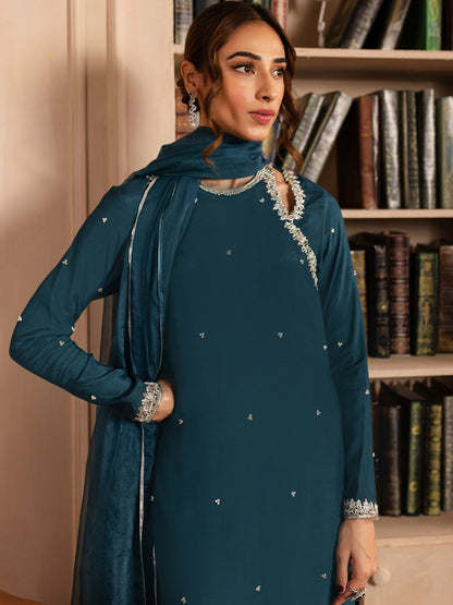 Allure By IH Luxury Pret Raw Silk Embellished Stitched 3-Piece Suit-Lucine