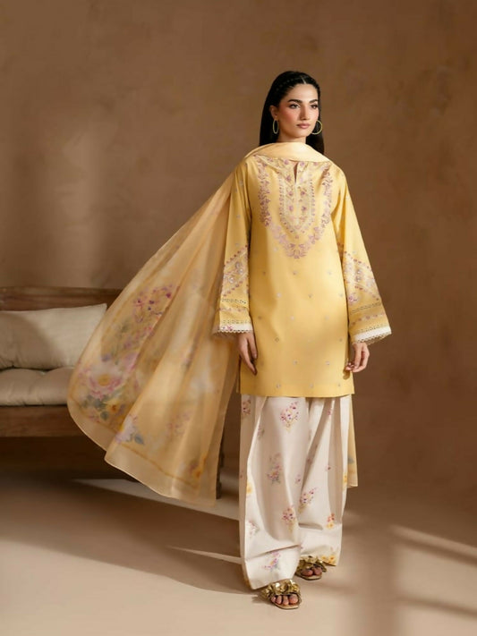 Zeephire Cotton Lawn Embroidered Stitched 3-Piece Suit-Zara