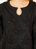 HU Studios Blackout Collection Lawn Embroidered Stitched 2-Piece Suit-Black-Vein
