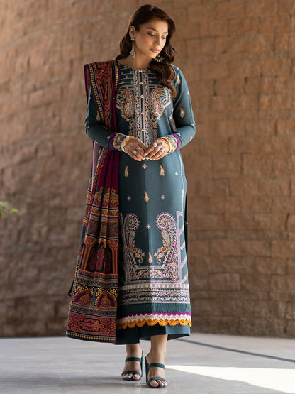 Binilyas Khaddar Embroidered Unstitched 3-Piece Suit-1913-A