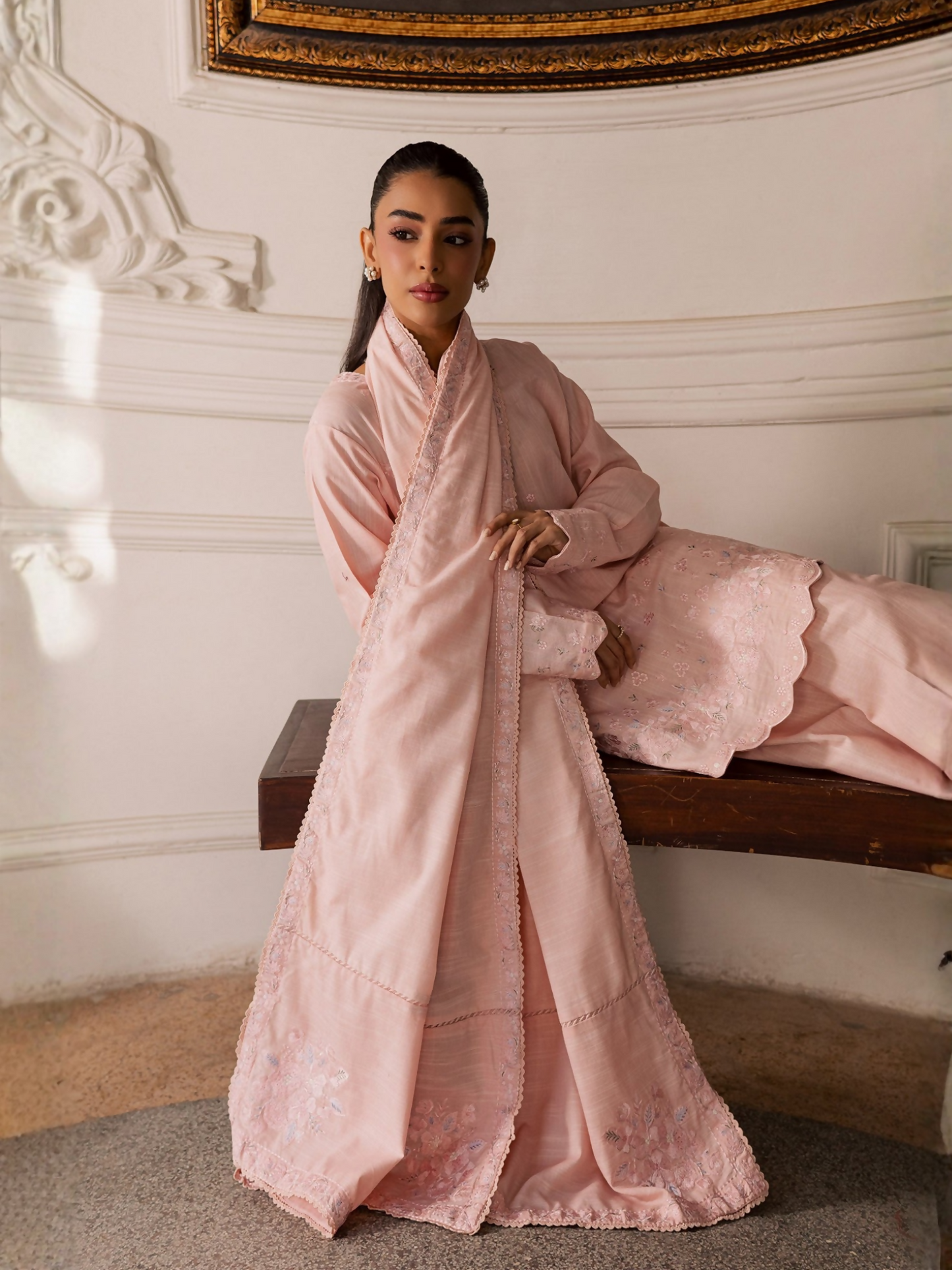 Mannat Clothing Laila Winter Pret '25 Karandi Embroidered Stitched Suit-Mina