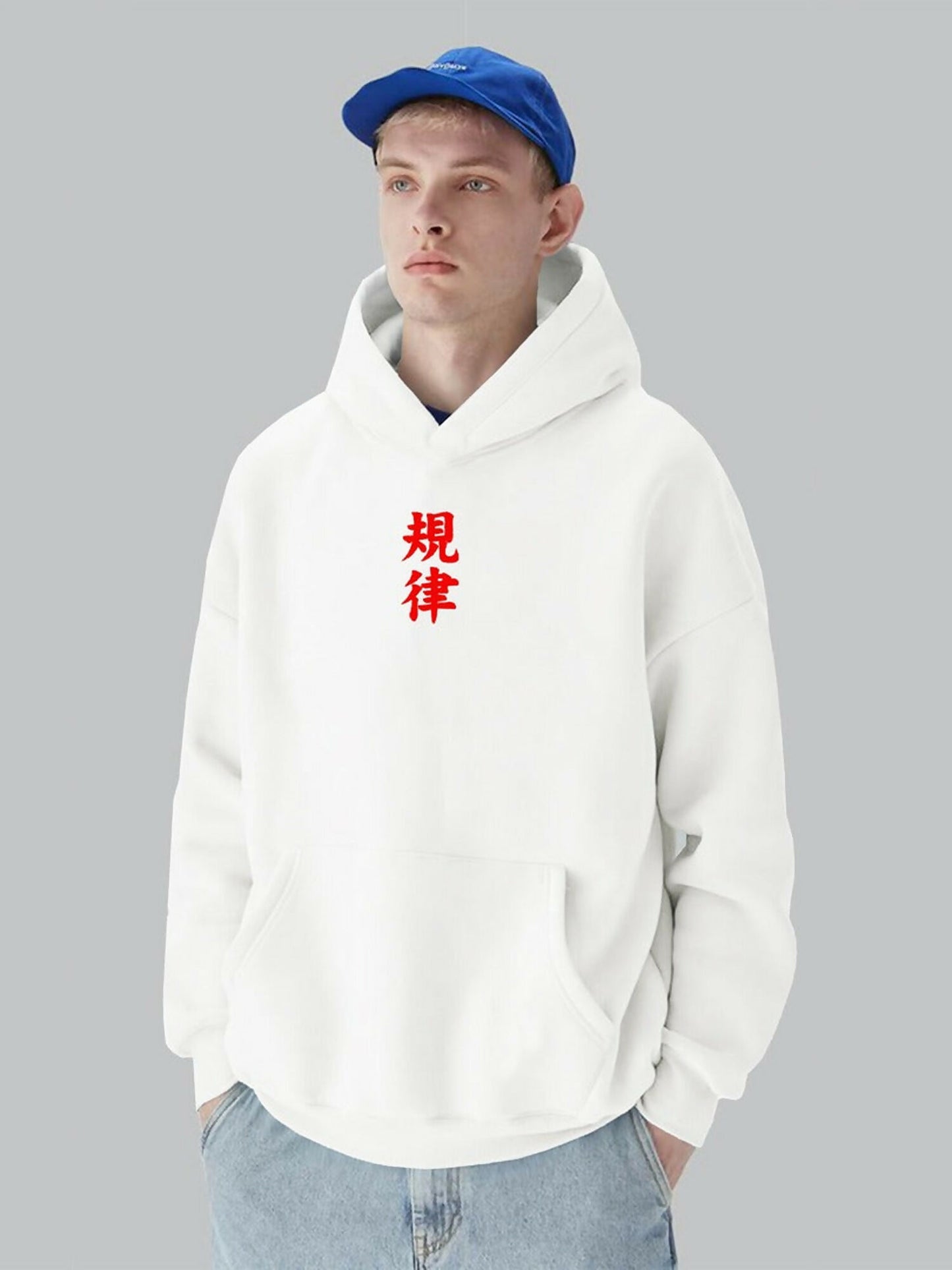 White Jupiter Hotep Oversized Alone Wolf Printed Hoodie-15034