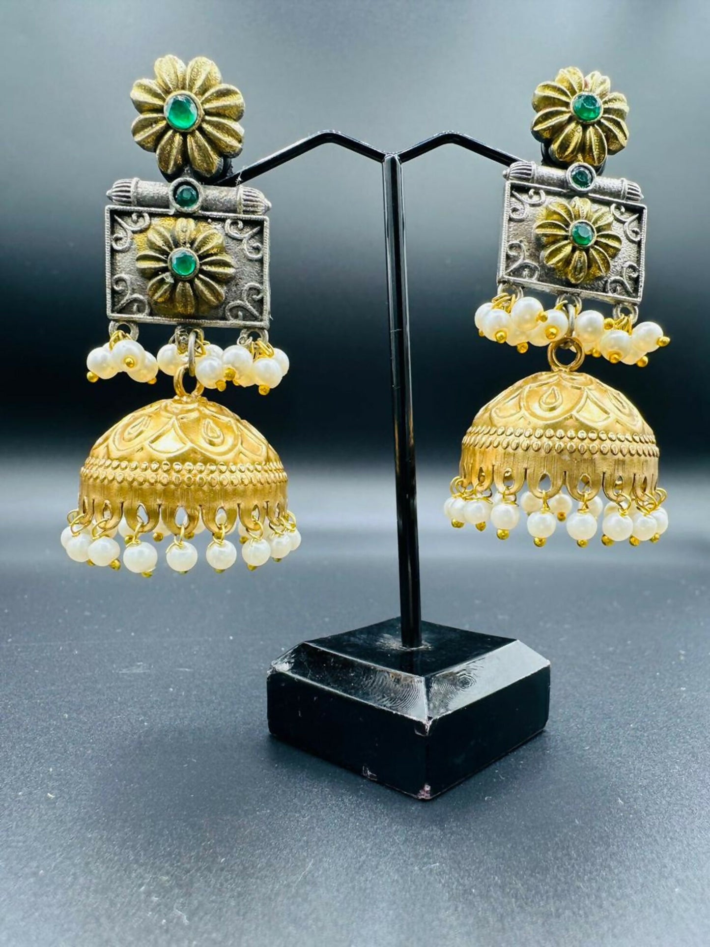 H&A Jewellery Handmade Brass Oxidized Jhumka