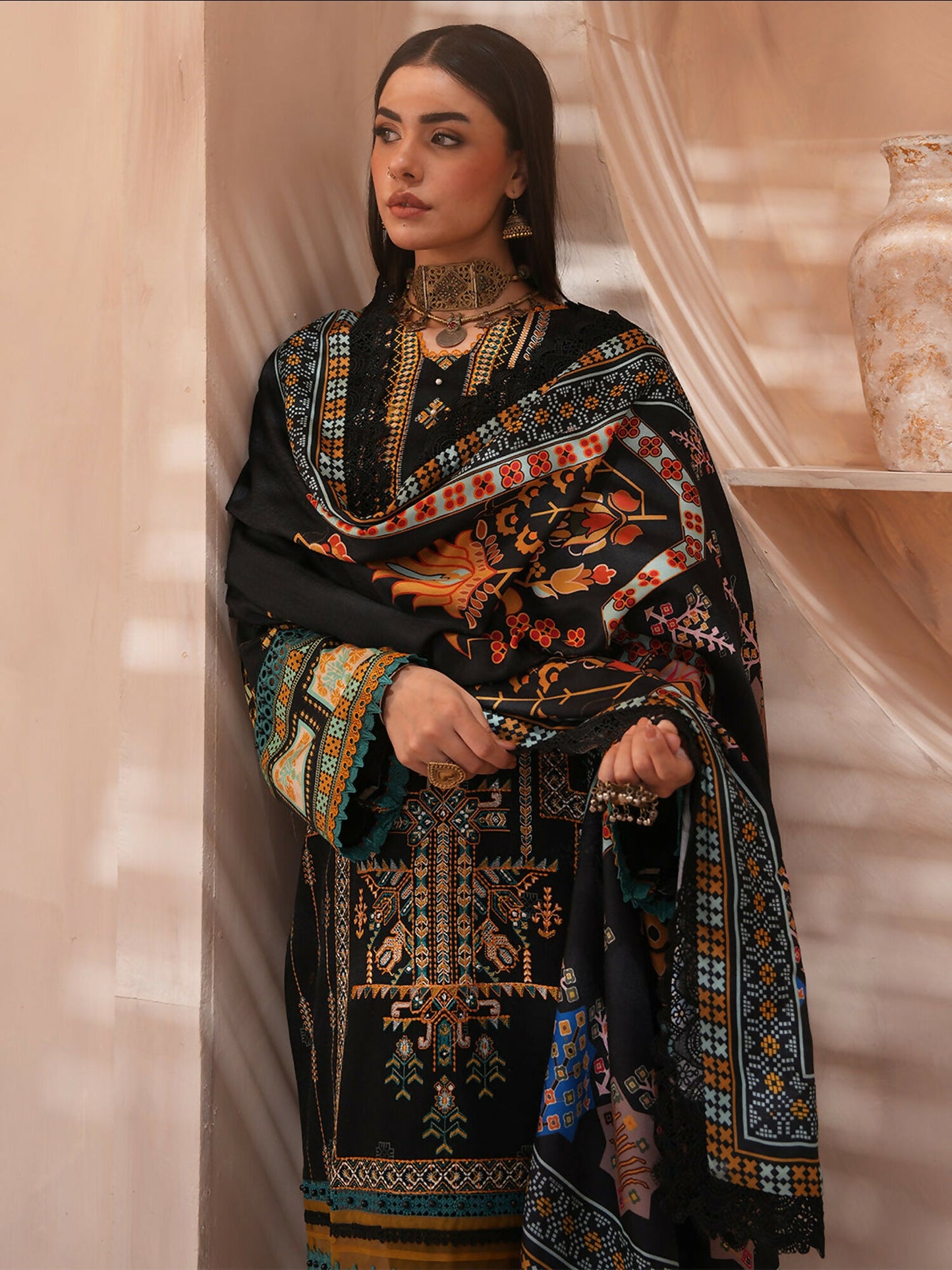 Binilyas Kotrai Embroidered Unstitched 3-Piece Suit-792-A