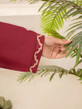 Stylish Collection Aaraish Linen Embroidered Co-Ord Set-Maroon Ringles