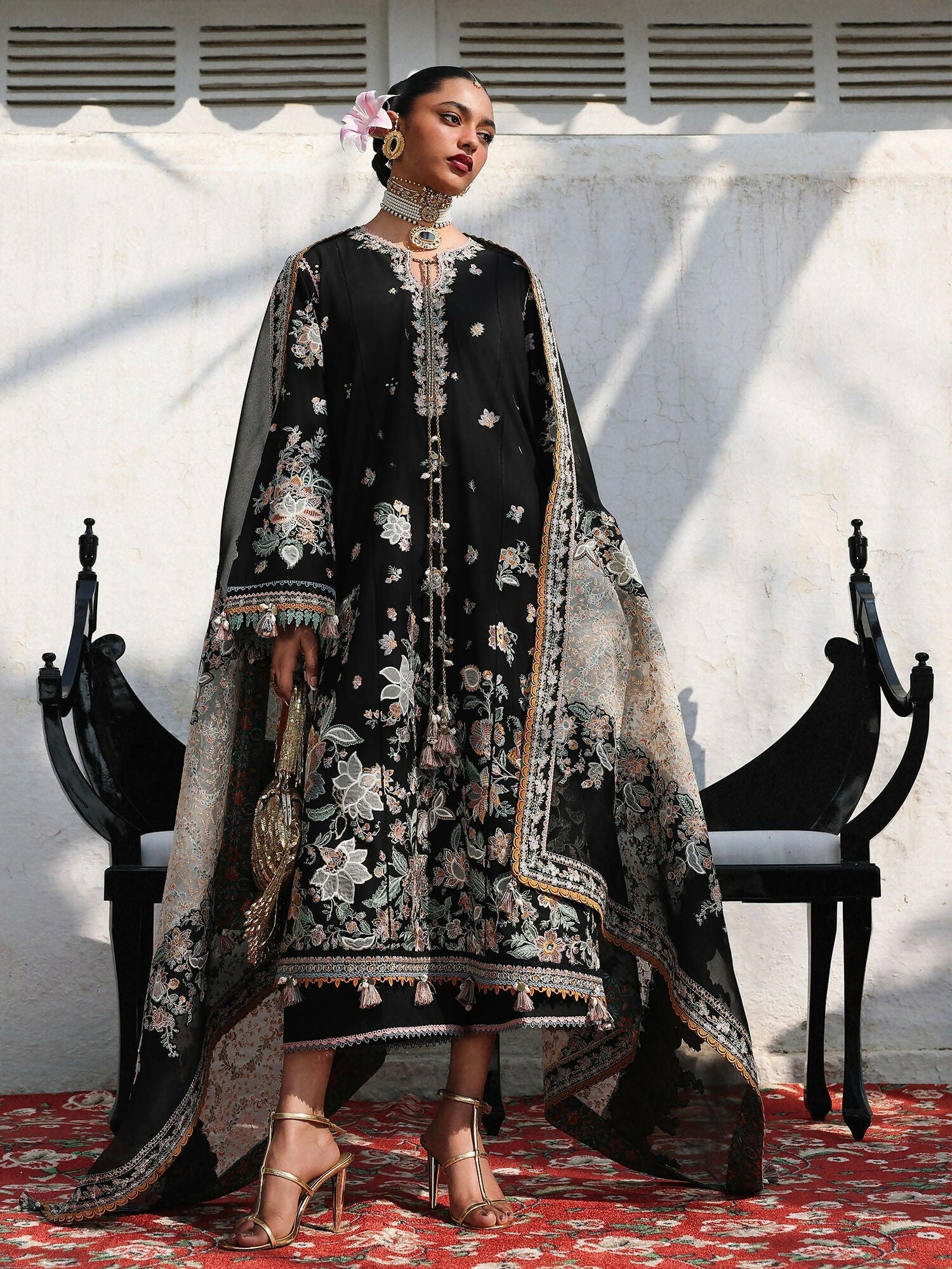 Hussain Rehar Luxury Lawn'26 Eid Edit Embroidered Unstitched 3-Piece Suit-Sable