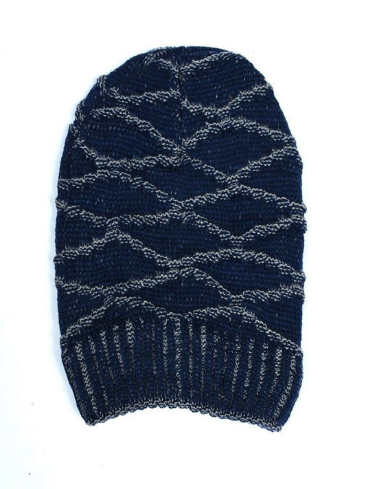 Woolen beanie cap with a soft knit pattern and plush inner lining, designed for warmth, comfort, and a snug winter fit.