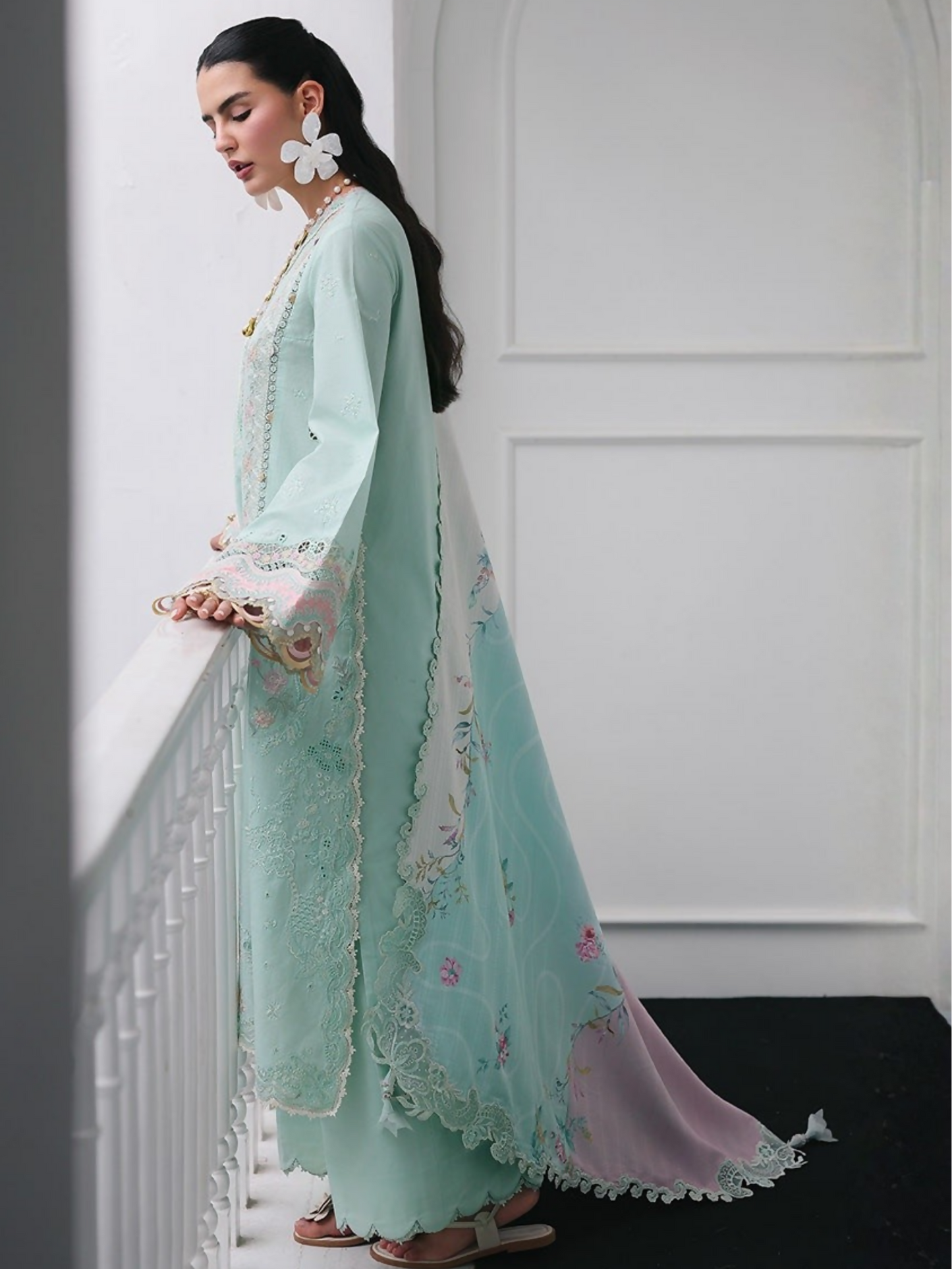 Qalamkar Qline Lawn Drop-1 Embroidered Unstitched 3-Piece Suit-RP-05-Raha