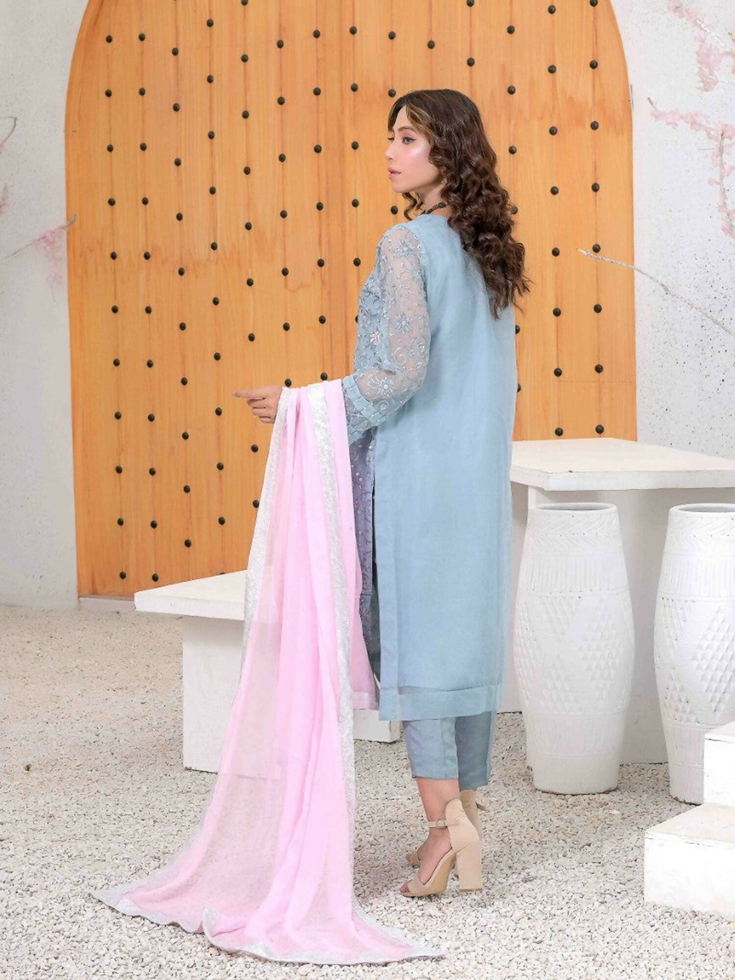 Ruby's Couture Ashiyana Organza Embroidered Stitched 3-Piece Suit-Shazmeen