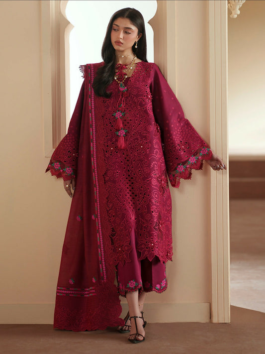 Binilyas Mashriq Luxury Lawn'26 Embroidered Unstitched 3-Piece Suit-D-113-B