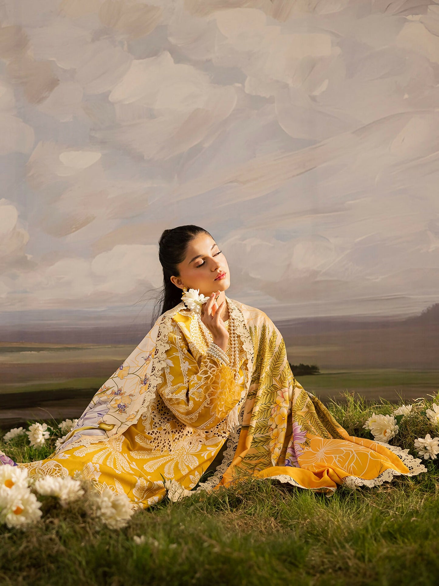 Mahnur Kaia Slub Linen Embroidered Stitched 3-Piece Suit-K- 03