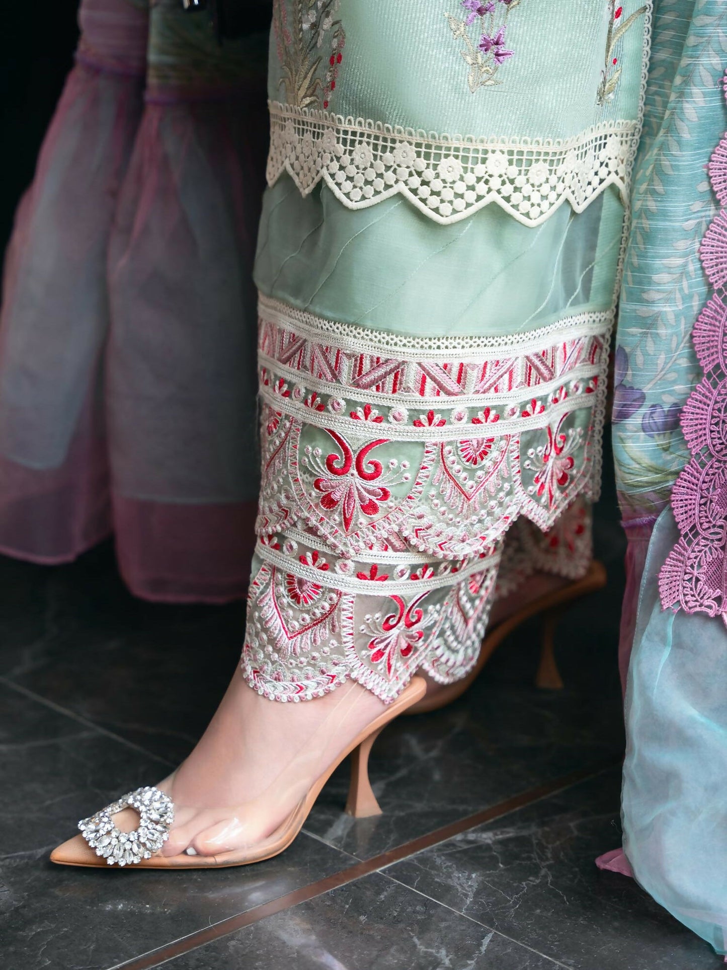 Shiza Hassan Aira Luxury Pret Cotton Net Embroidered Stitched 4-Piece Suit-Azure