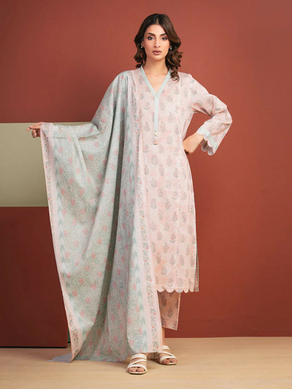 Edenrobe Allure Summer Lawn Printed Unstitched 3-Piece Suit-EWU5A1-35300