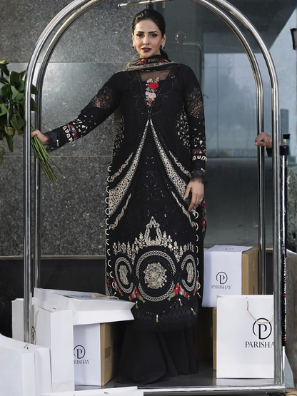 Parishay Monaco Luxury Lawn'26 Embroidered Unstitched 3-Piece Suit-MN-03
