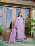 Farooq Hameed Studio Korean Raw Silk Embroidered Stitched 3-Piece Suit-Rhea