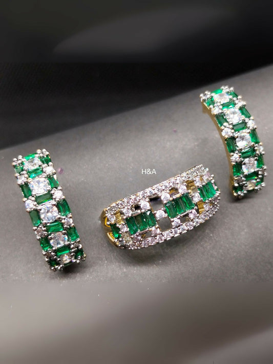 H&A Jewellery two-toned earring and ring set with elegant dual-tone design.