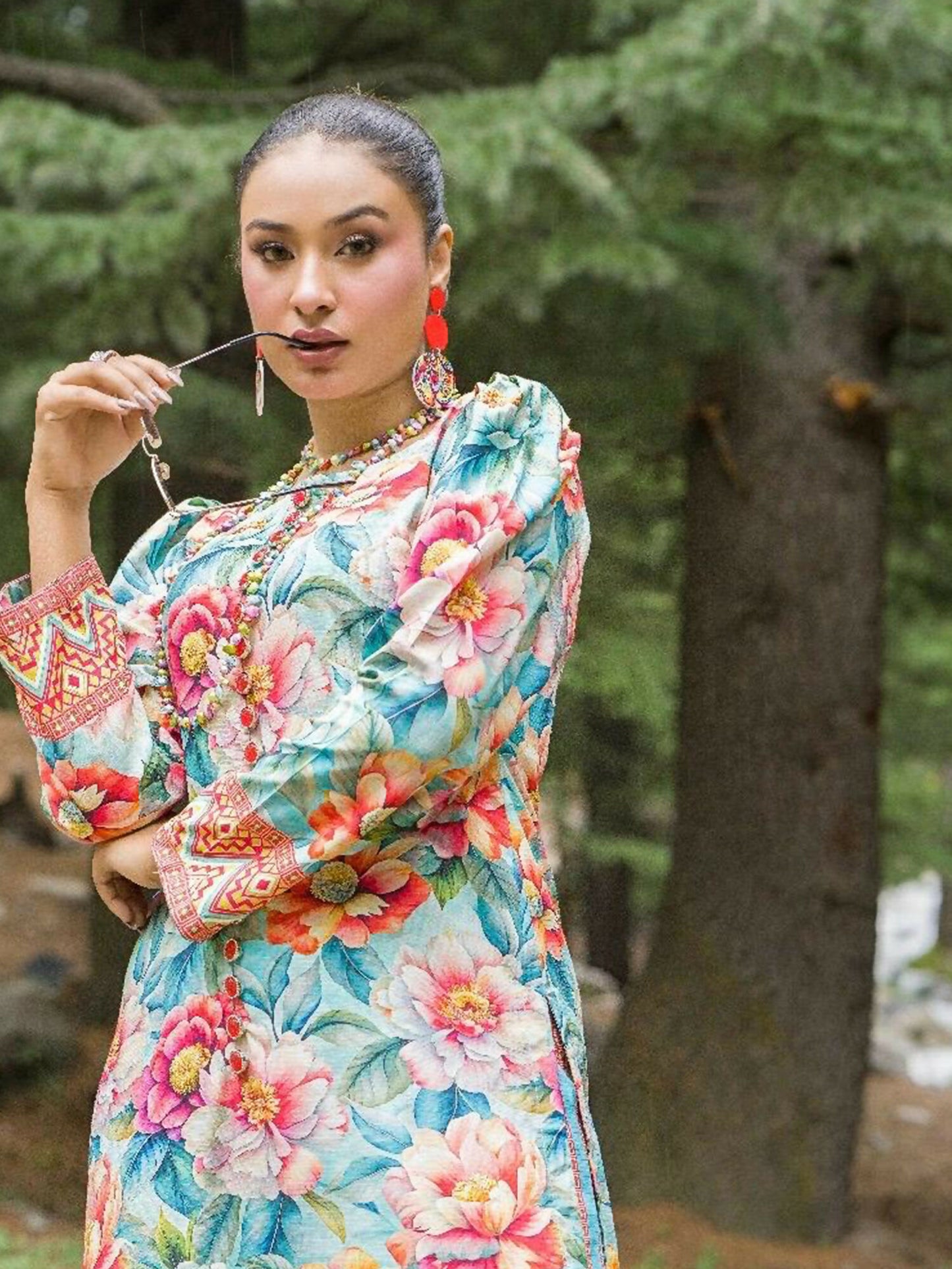 HU Studios Doriya Linen Printed Stitched 2-Piece Suit-Gul-e-Baharan