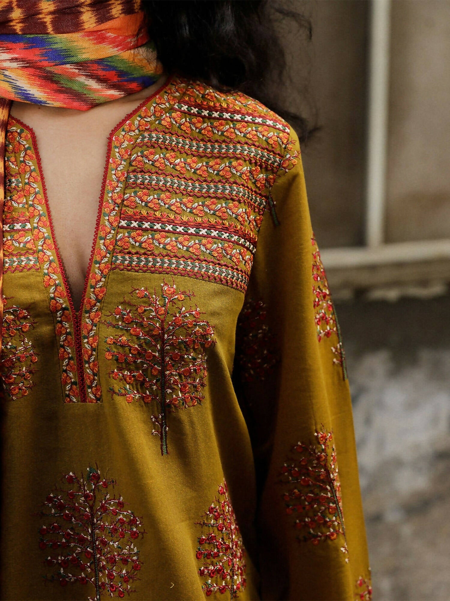 Jugnu by Hussain Rehar Womenswear SS 23/24 Karandi Embroidered 2-Piece Suit-SunFlair