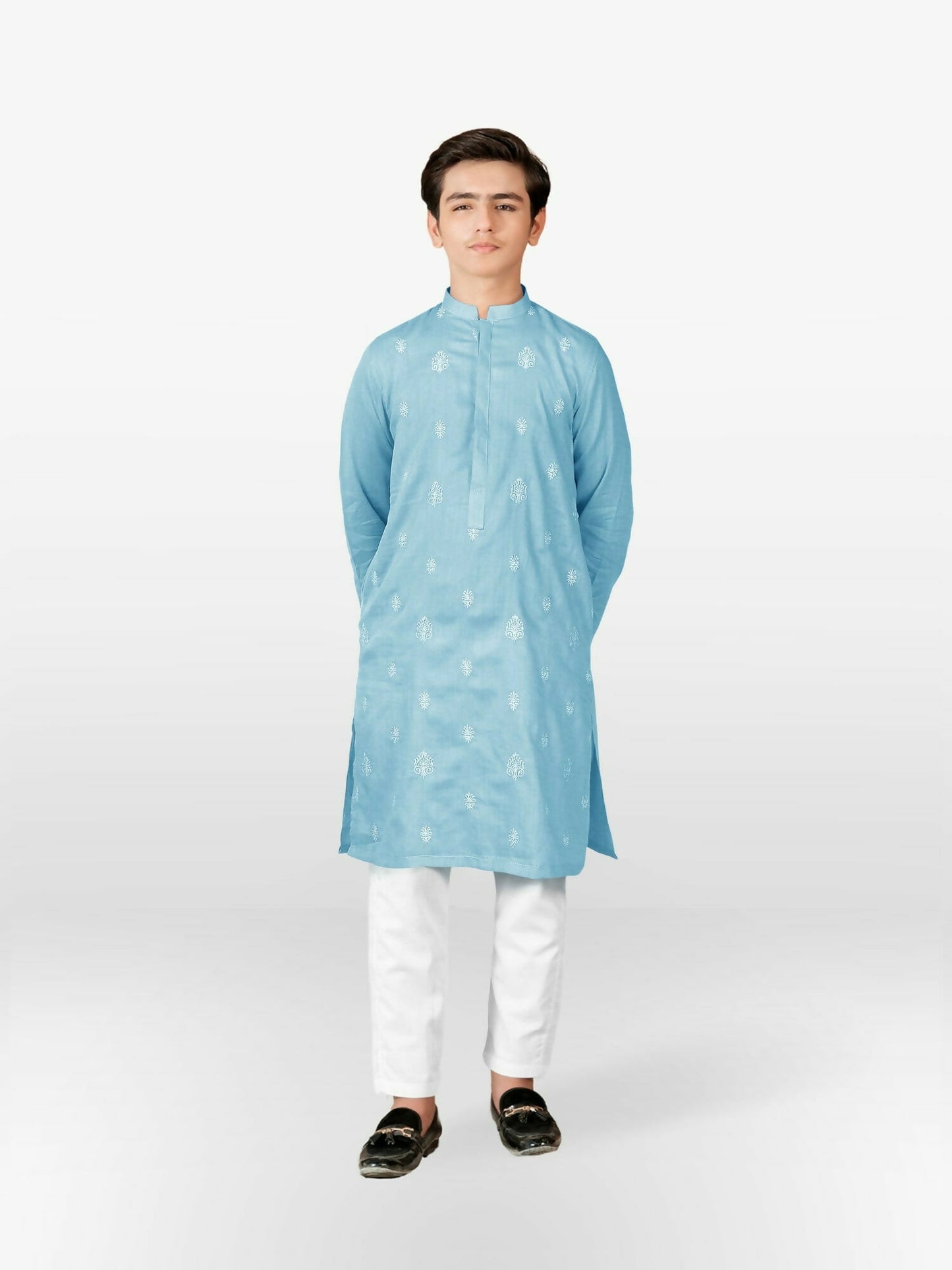 Velvour Boys Cotton Embroidered Stitched Kurta-VB196-D