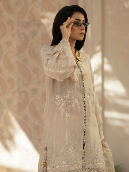 Shiza Hassan Chap Tilak Formals Pure Tusser Silk Embellished Stitched 3-Piece Suit-Carnation