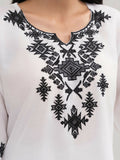 Stylish Collection Saya Pret Cotton Embroidered 3-Piece Suit-White Charm