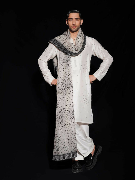 Ivory Hussain Rehar BASIC NOT BASIC IV Raw Silk Embroidered Stitched 2-Piece Suit-Casade