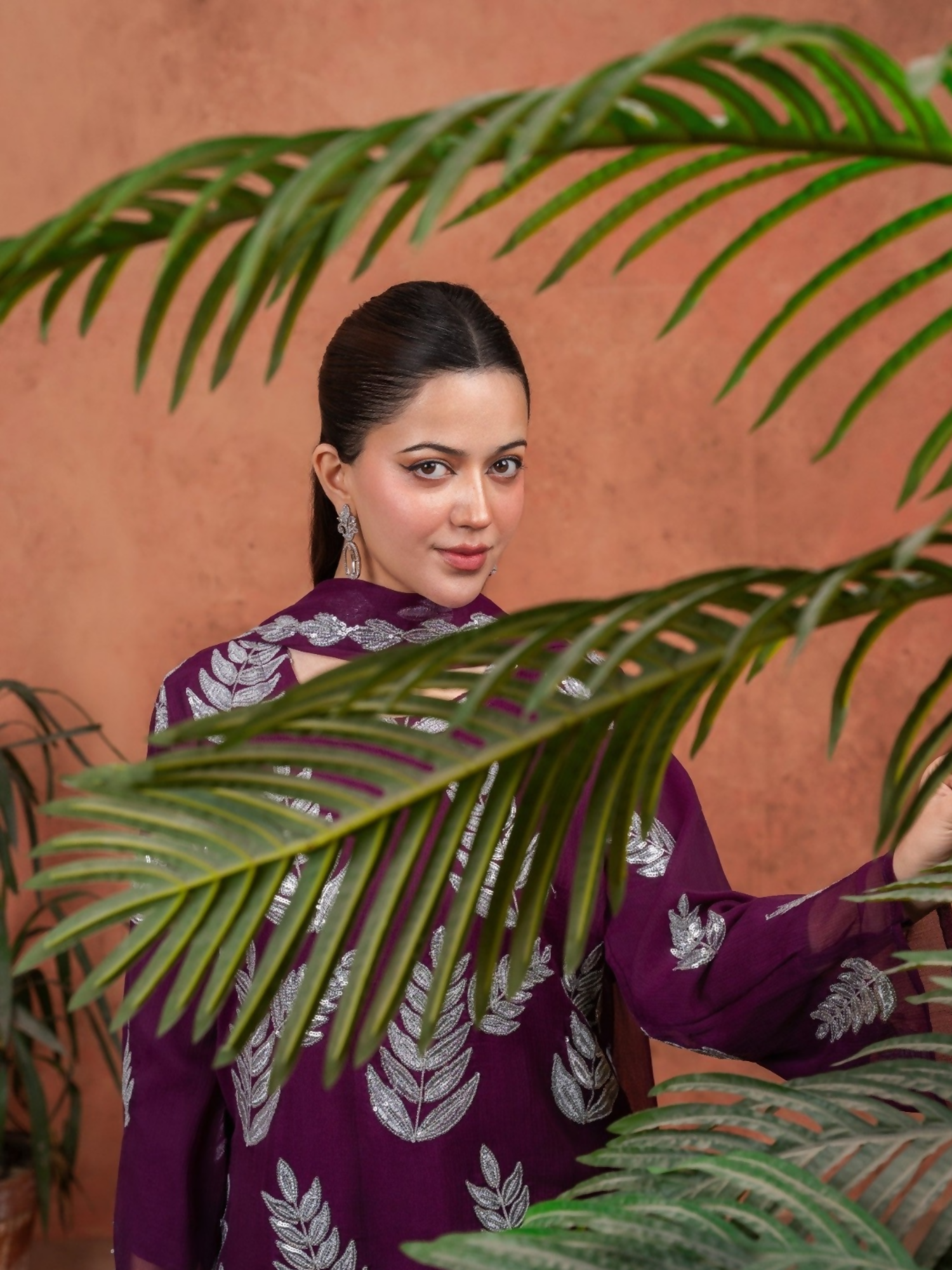 Stylish Collection Majeste Crinkle Chiffon Embroidered Stitched 3-Piece Suit-Zirwah Purple