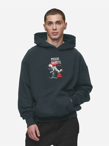 Grey Jupiter Oversized Skate On Space Printed Hoodie-14868