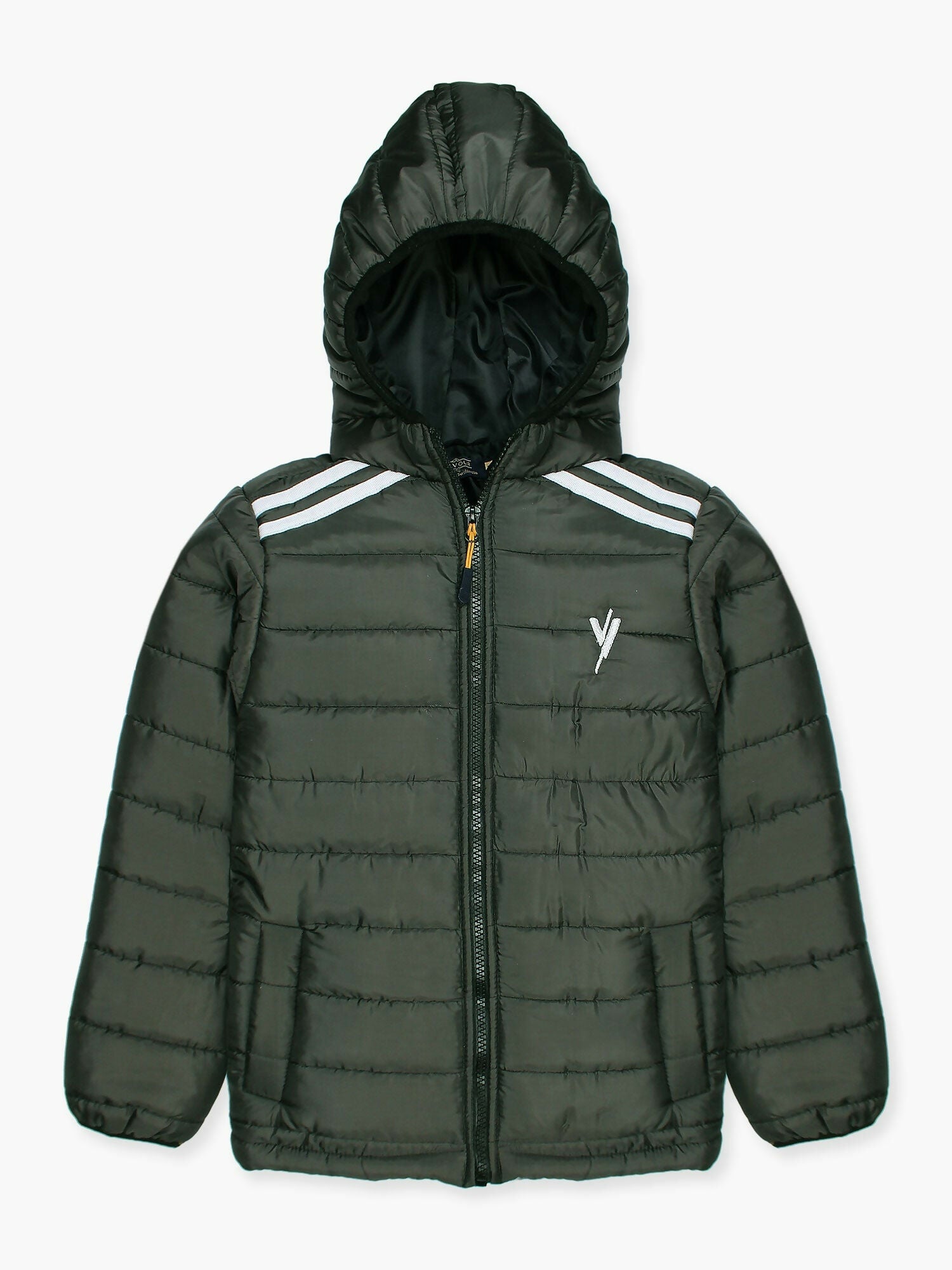 Olive Velvour Puffer Jacket-VJ40-A