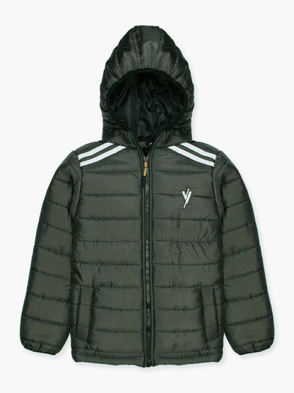 Olive Velvour Puffer Jacket-VJ40-A